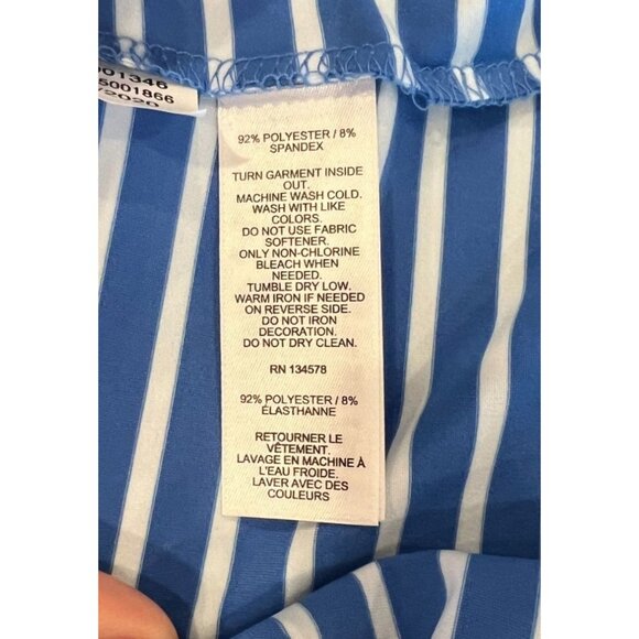 Vineyard Vines Blue & White Striped Sankaty Boat Neck Tee Medium Lightweight Top - Picture 6 of 6